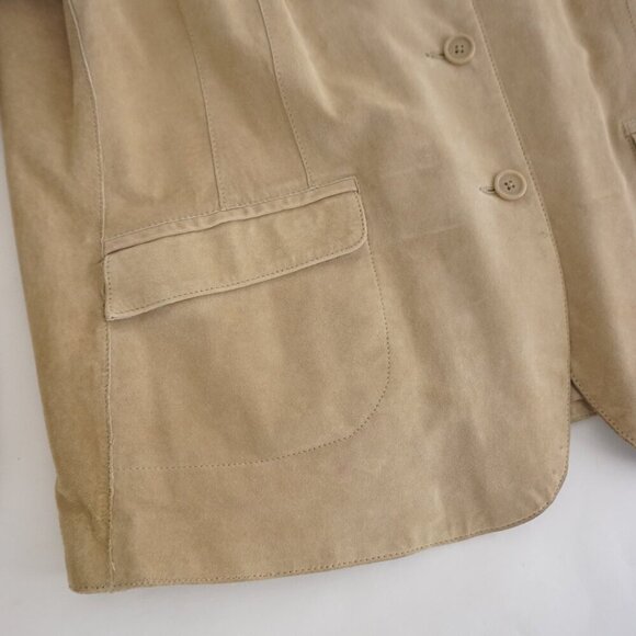 Vintage Denver Hayes Beige 100% Suede Leather Button Up Blazer Jacket 2Xl - Picture 6 of 15